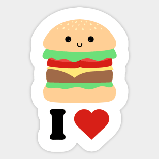 I love Hamburger Kawaii design Sticker